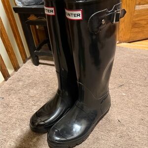 Hunter Glossy Black Waterproof Boots